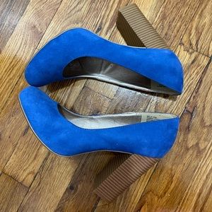 Suede Cobalt Blue Rampage Block Heel Pumps- size 9